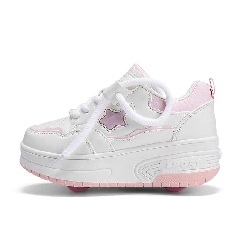 Kids' Sneakers - Platform Kids Sneakers - Lace-Up All-Season Shoes