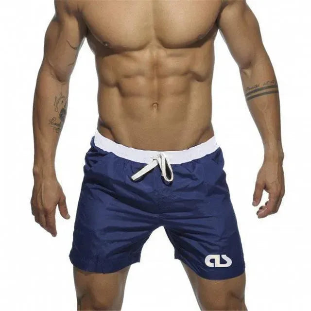 Men Black White Sporty Swim Shorts