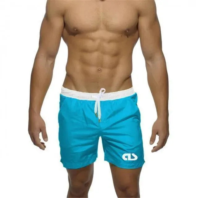 Men Black White Sporty Swim Shorts