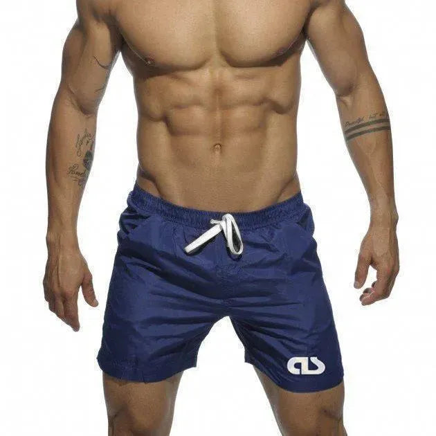 Men Black White Sporty Swim Shorts