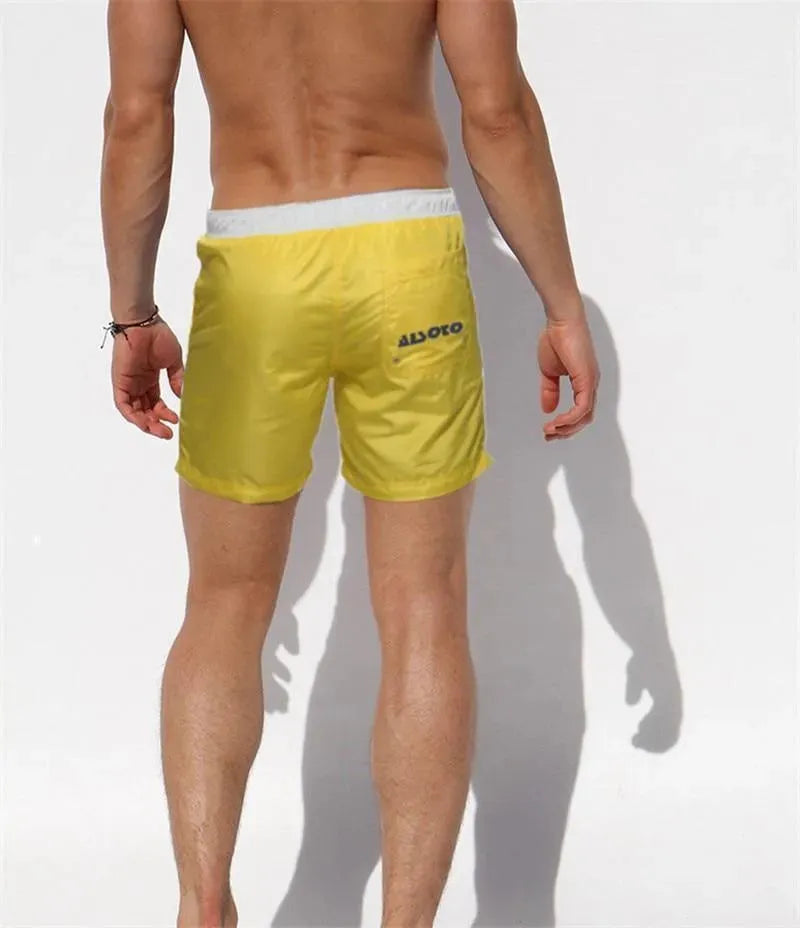 Men Black White Sporty Swim Shorts