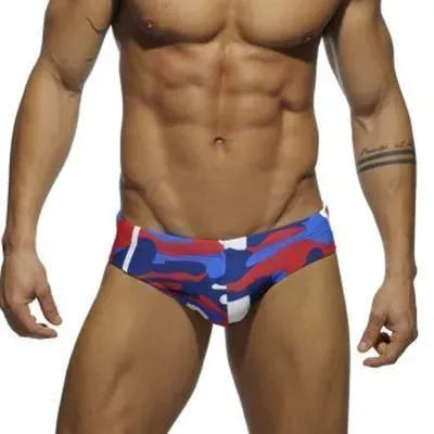 Men Camouflage Geometric Swim Briefs