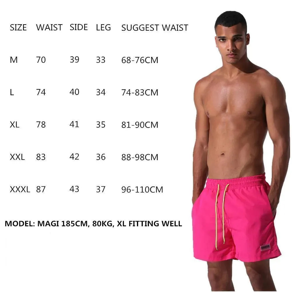 Men Pink Adjustable Swim Shorts