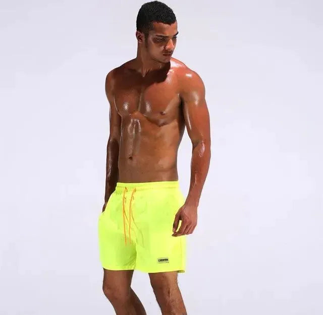 Men Pink Adjustable Swim Shorts