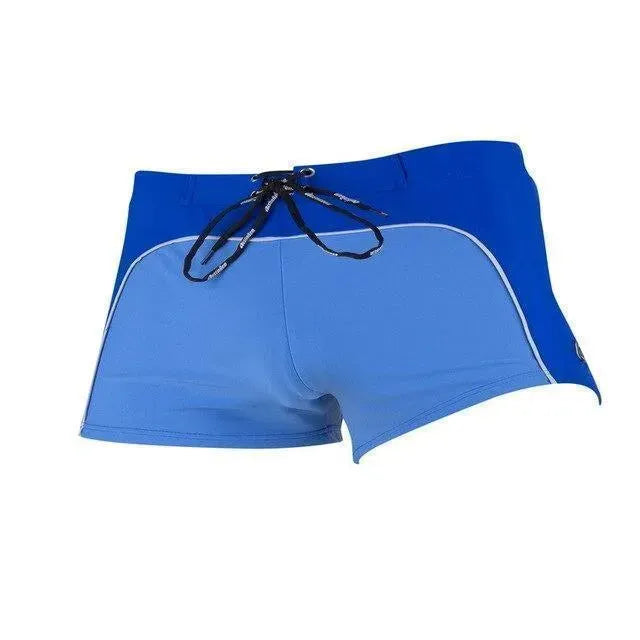 Men Red White Colorblock Swim Shorts