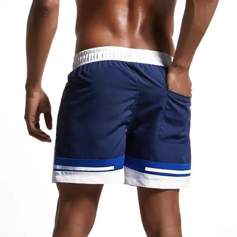 Men Retro Colorblock Swim Shorts