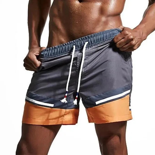 Men Retro Colorblock Swim Shorts