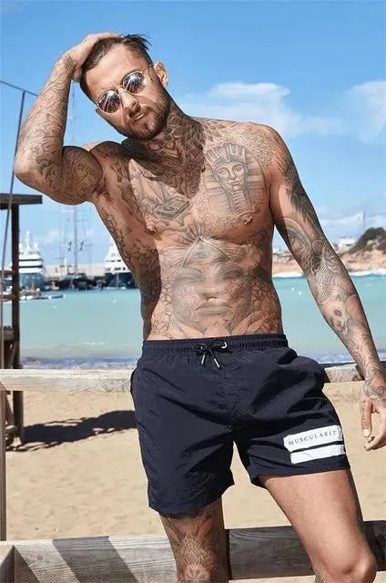 Men Striped Swim Shorts