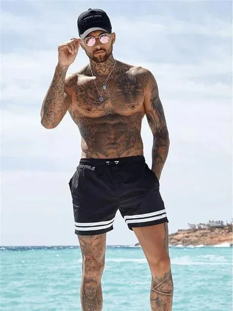 Men Striped Swim Shorts