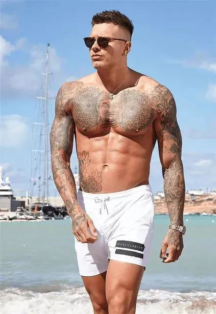 Men Striped Swim Shorts