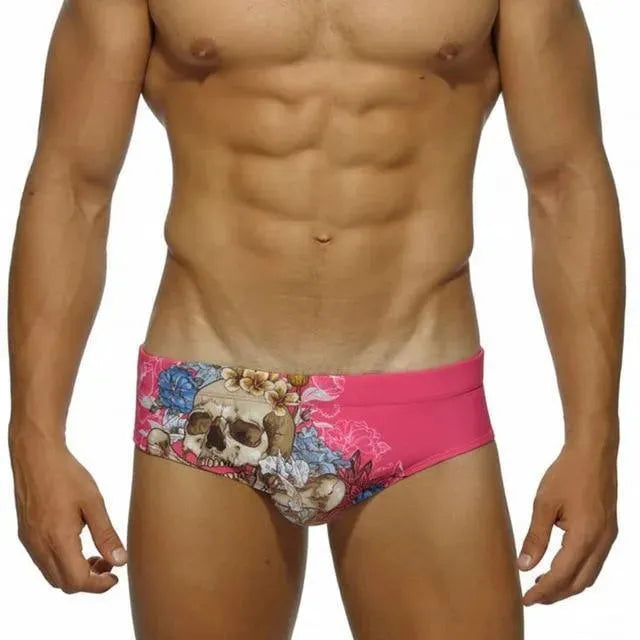 Men Yellow Floral Swim Briefs
