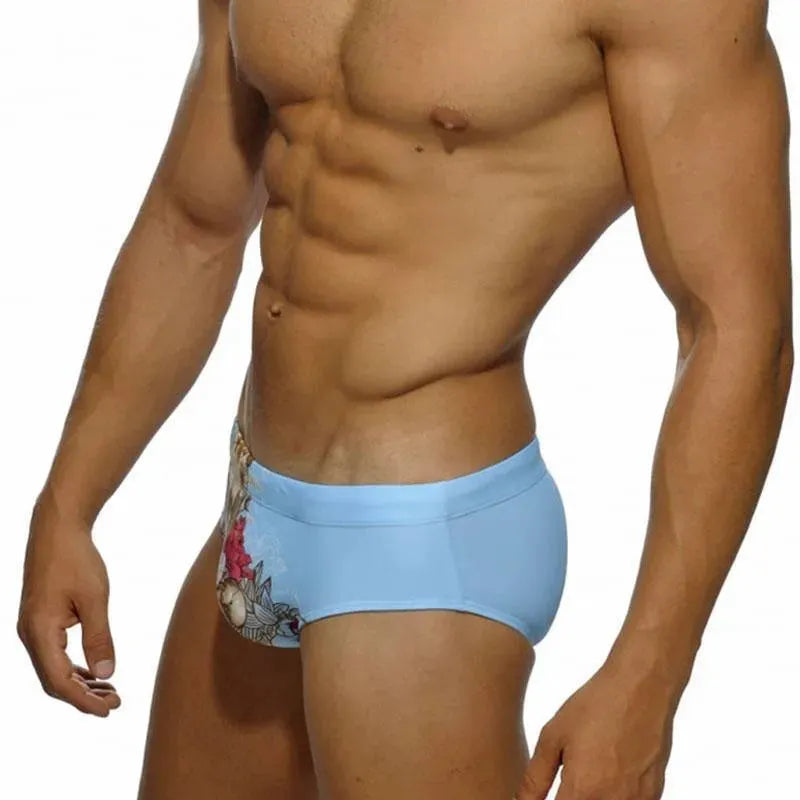 Men Yellow Floral Swim Briefs