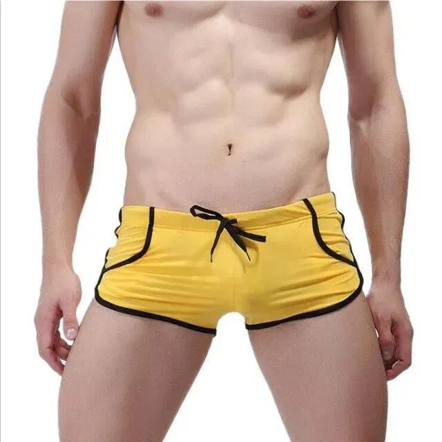 Men Yellow Minimalist Swim Shorts