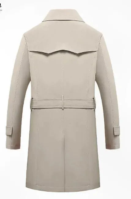 Men's Belted Trench Coat Long Structured Style