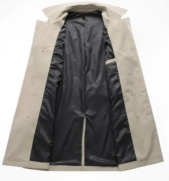 Men's Belted Trench Coat Long Structured Style