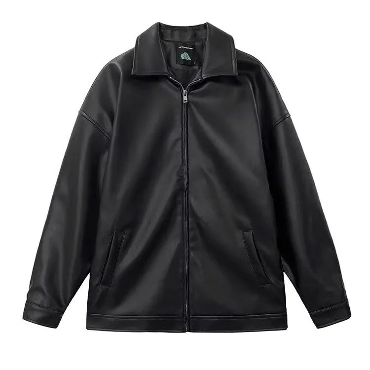 Men's Biker Bomber Jacket Zip Front Casual Style