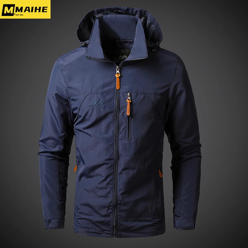 Men's Bomber Windbreaker Jacket Hooded Lightweight Style