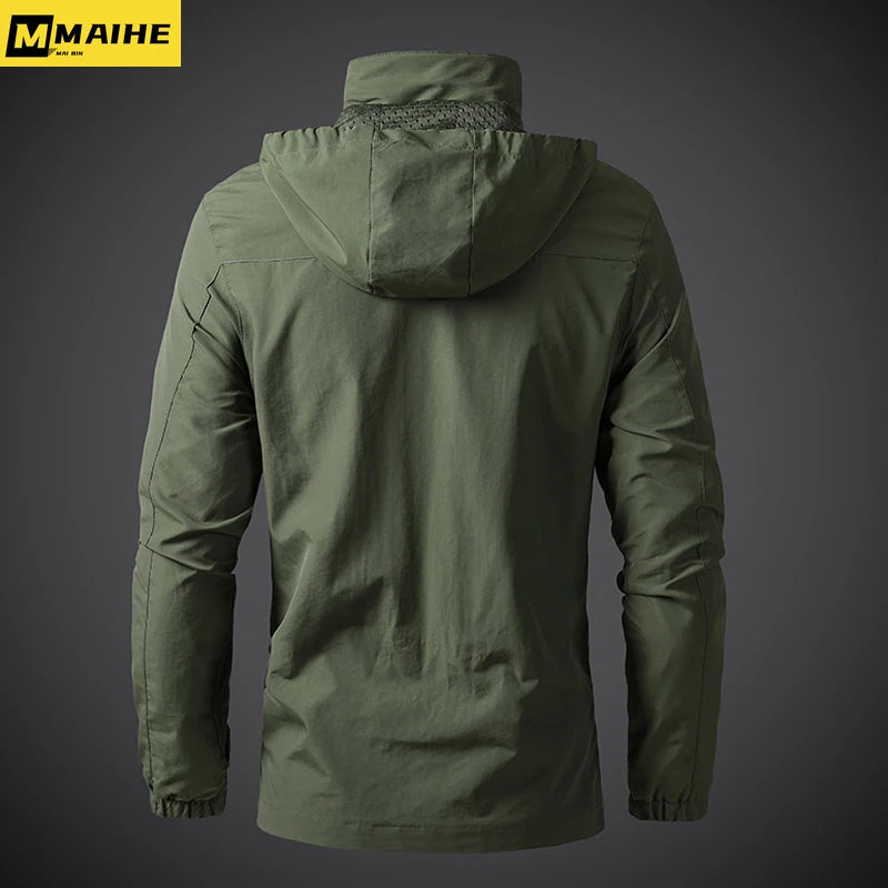 Men's Bomber Windbreaker Jacket Hooded Lightweight Style