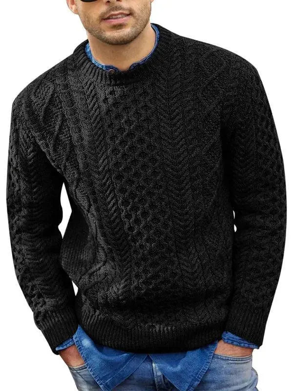Men’s Cable Knit Crew-Neck Pullover Sweater – Knit