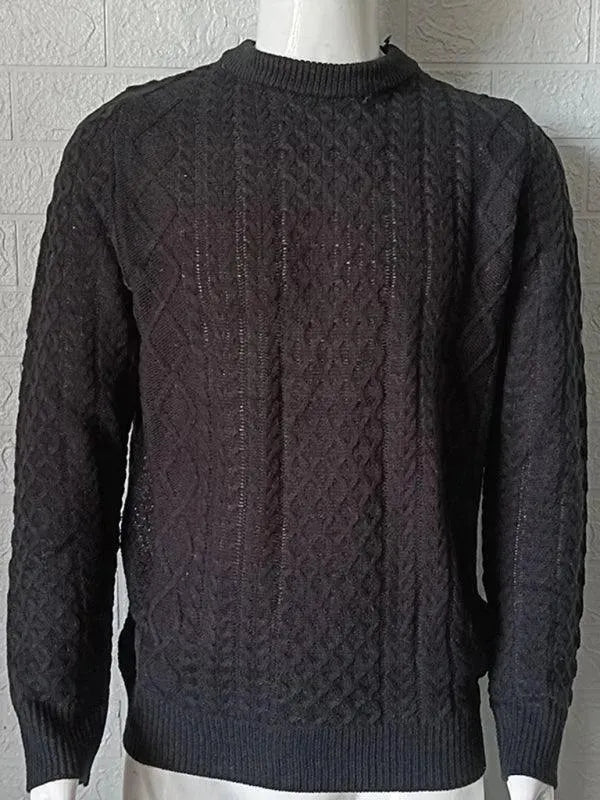 Men’s Cable Knit Crew-Neck Pullover Sweater – Knit
