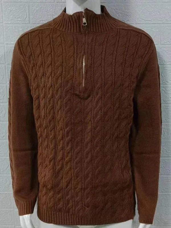 Men’s Cable Knit Half-Zip Pullover Sweater – Turtleneck