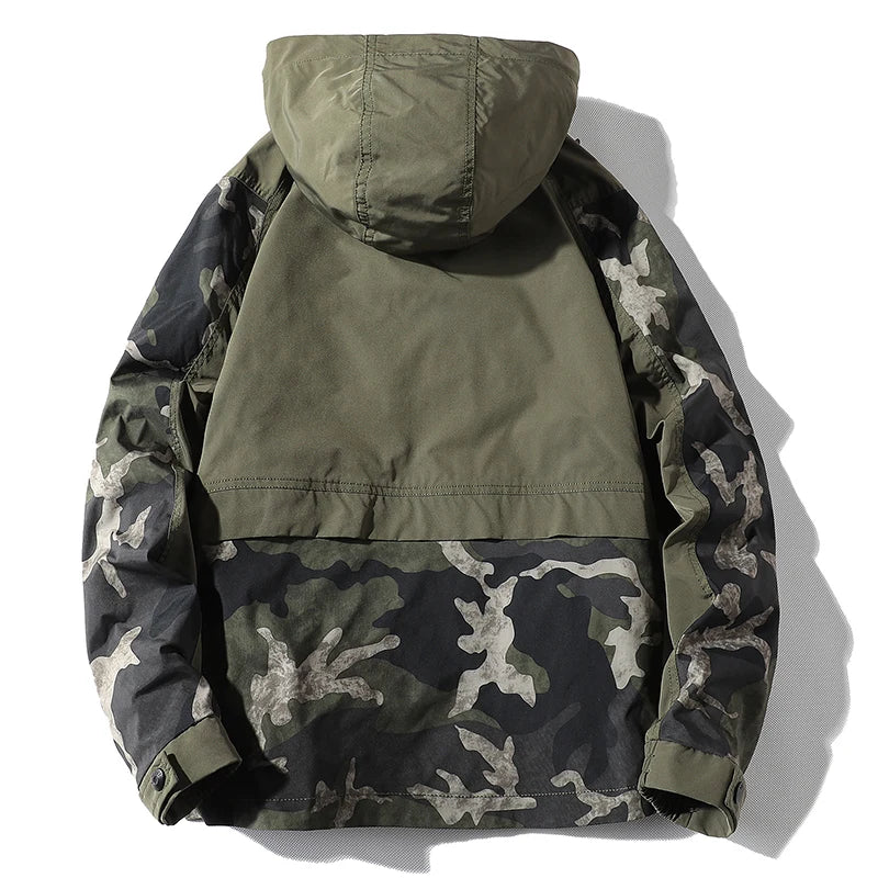 Men's Camo Bomber Jacket Oversized Hooded Style