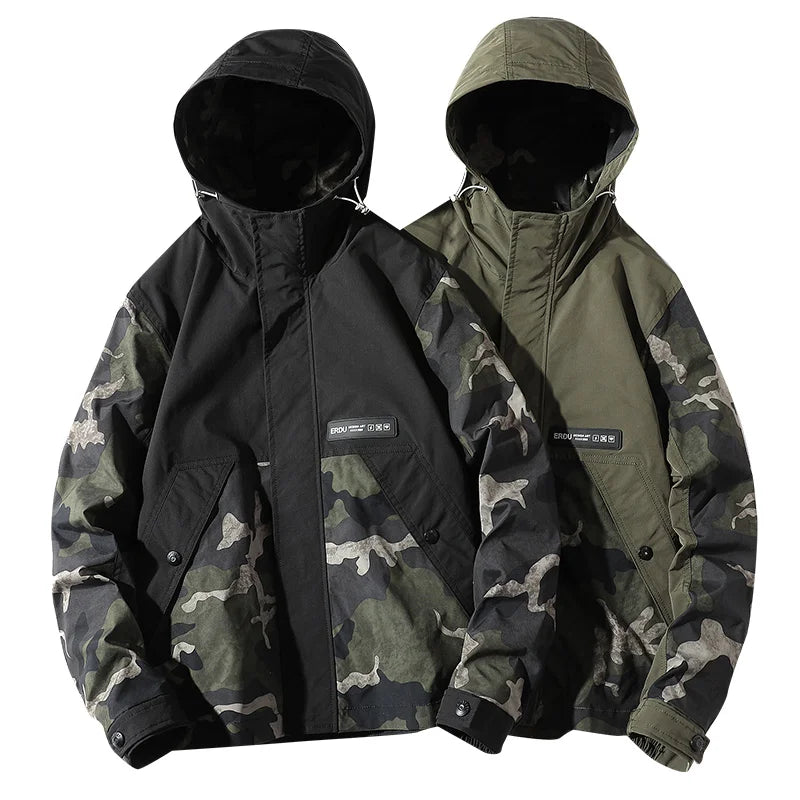Men's Camo Bomber Jacket Oversized Hooded Style