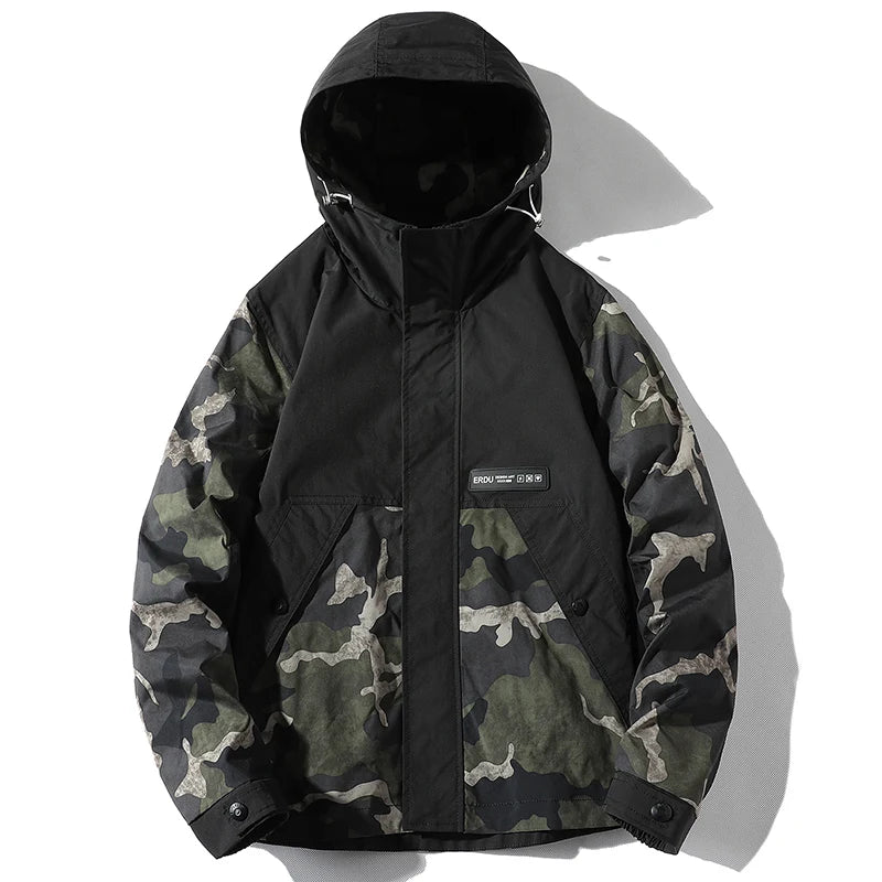 Men's Camo Bomber Jacket Oversized Hooded Style