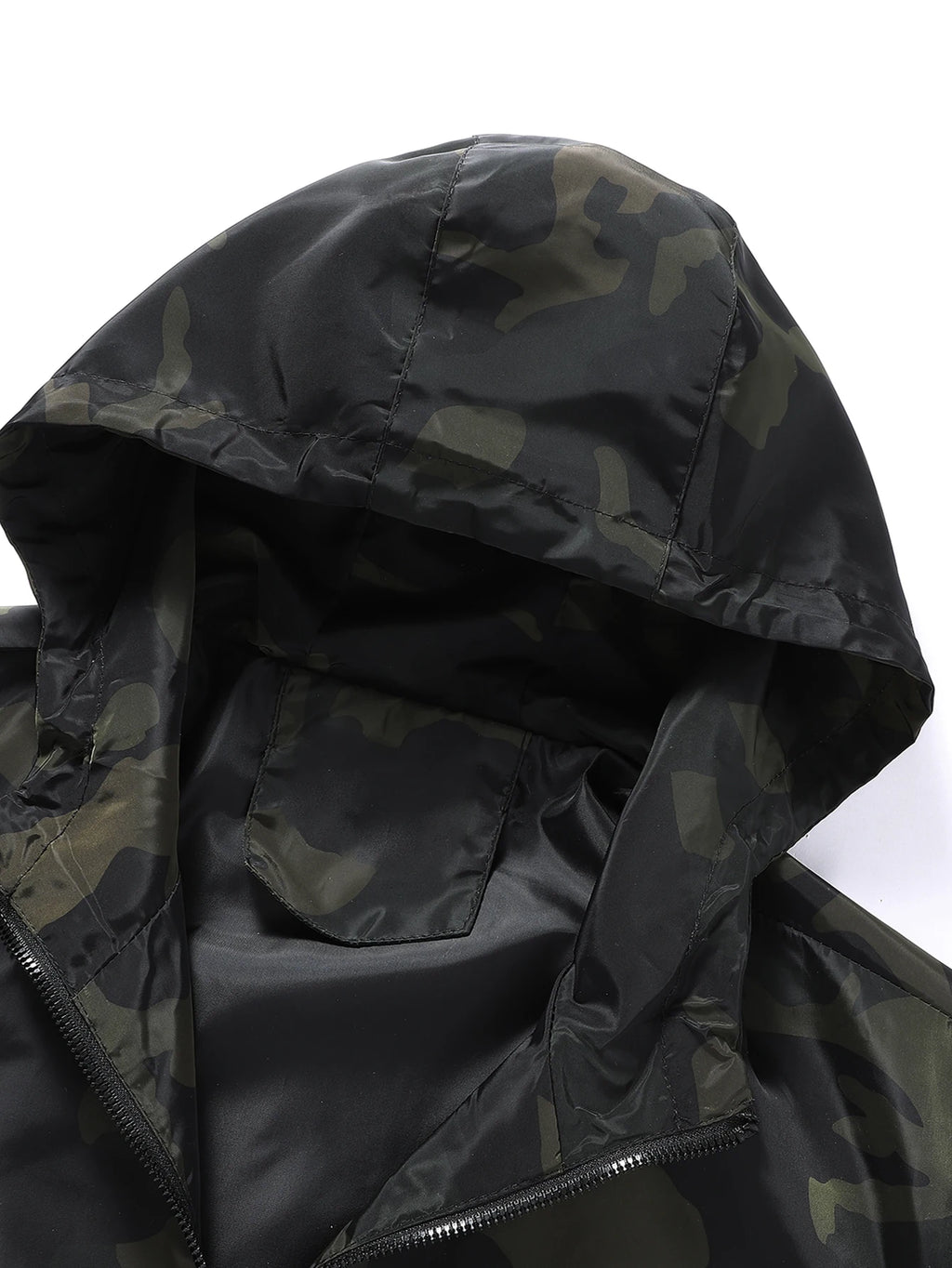 Men's Camo Windbreaker Jacket Hooded Streetwear Style
