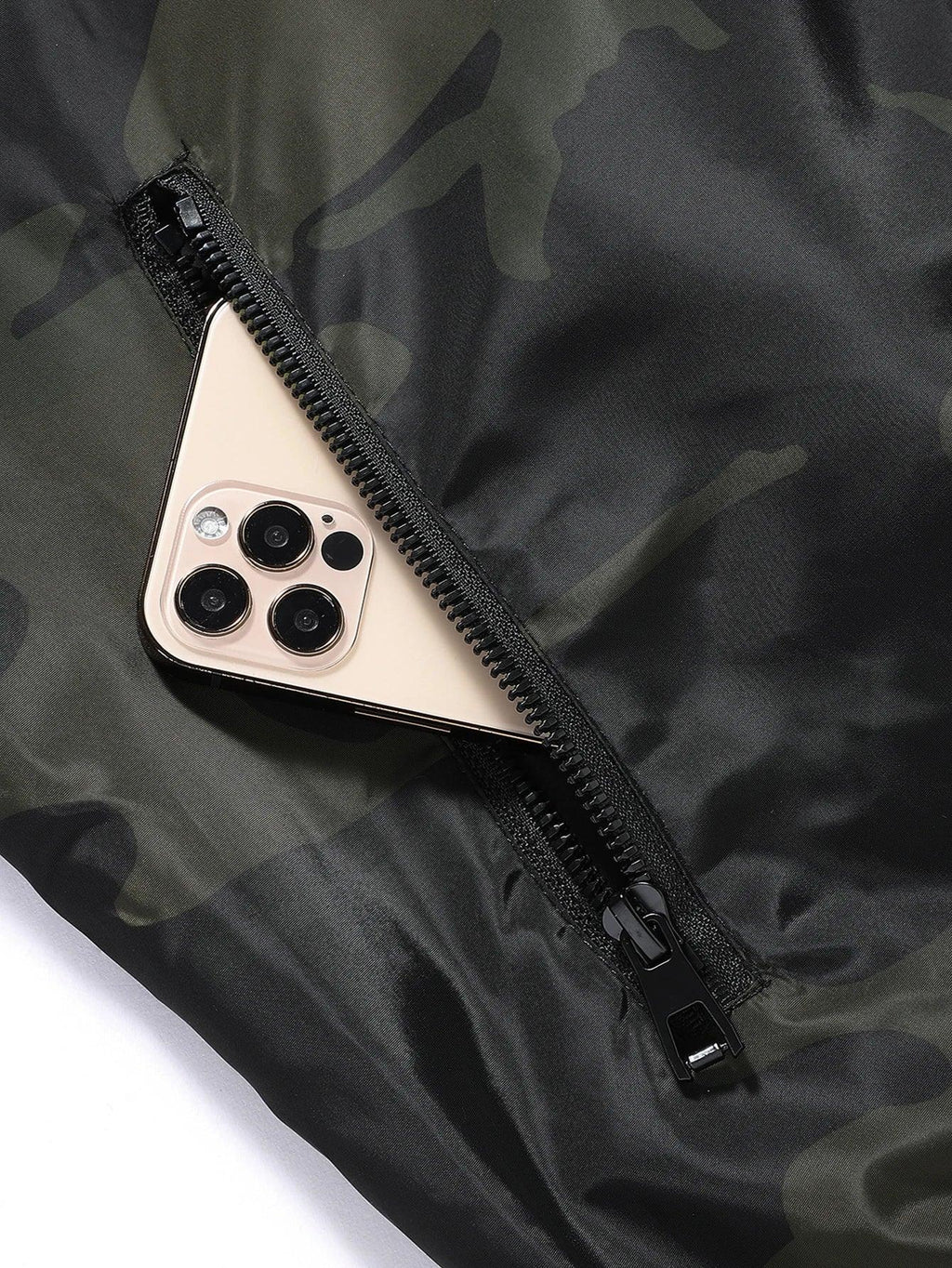 Men's Camo Windbreaker Jacket Hooded Streetwear Style