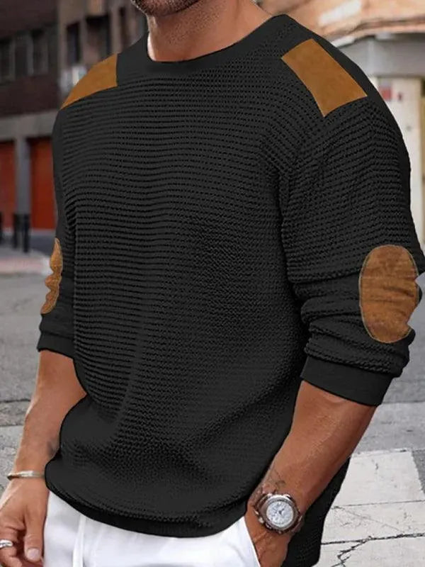 Men’s Casual Colorblock Pullover Sweater – Crew Neck