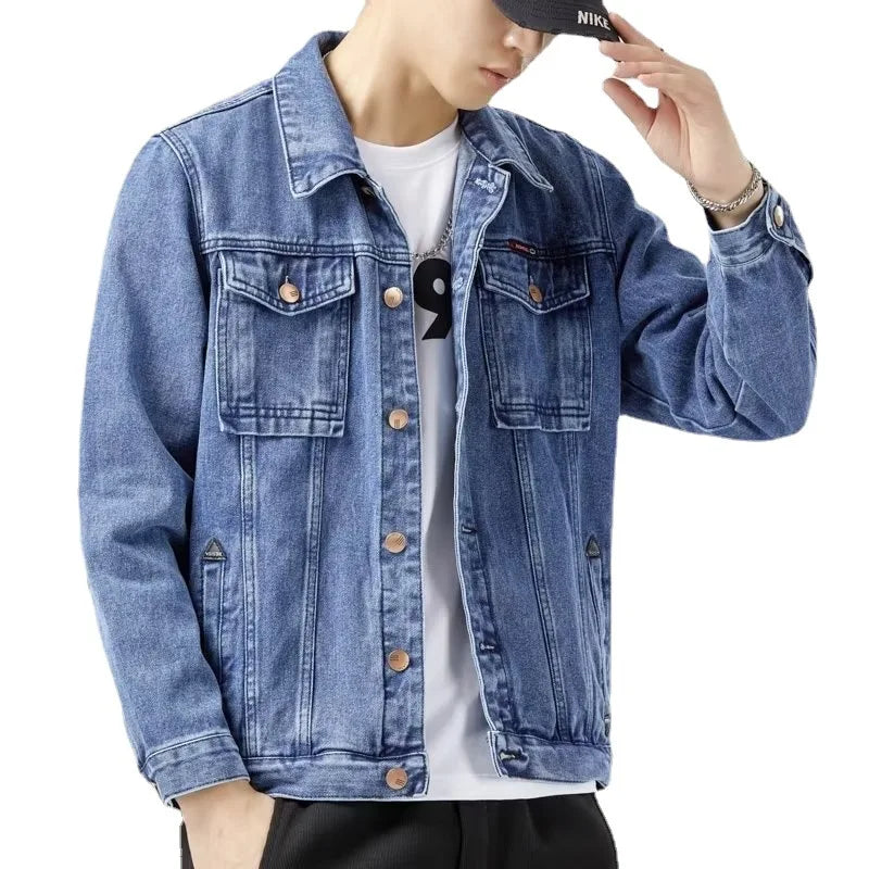 Men's Classic Denim Jacket Button Front Casual Style