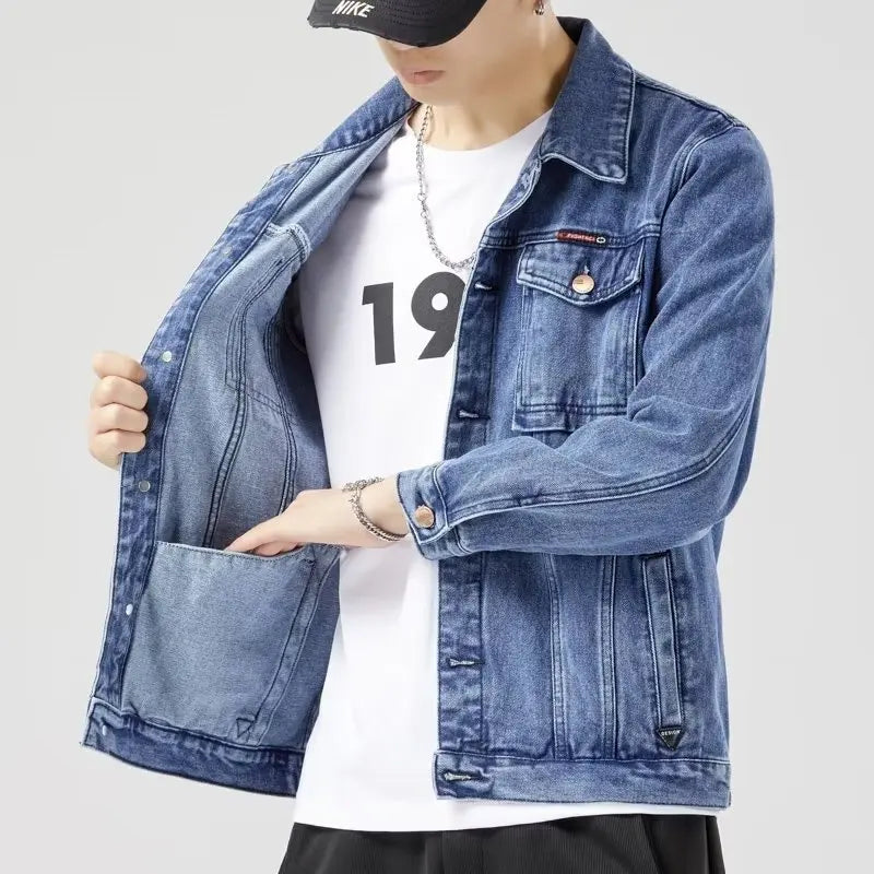 Men's Classic Denim Jacket Button Front Casual Style