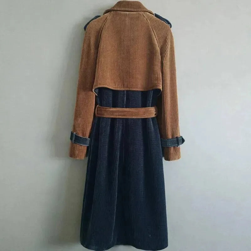 Men's Corduroy Trench Coat Textured Modern Style
