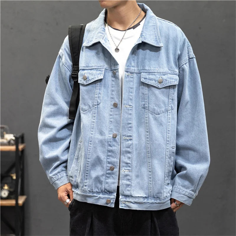 Men's Distressed Trucker Jacket Vintage Streetwear Style