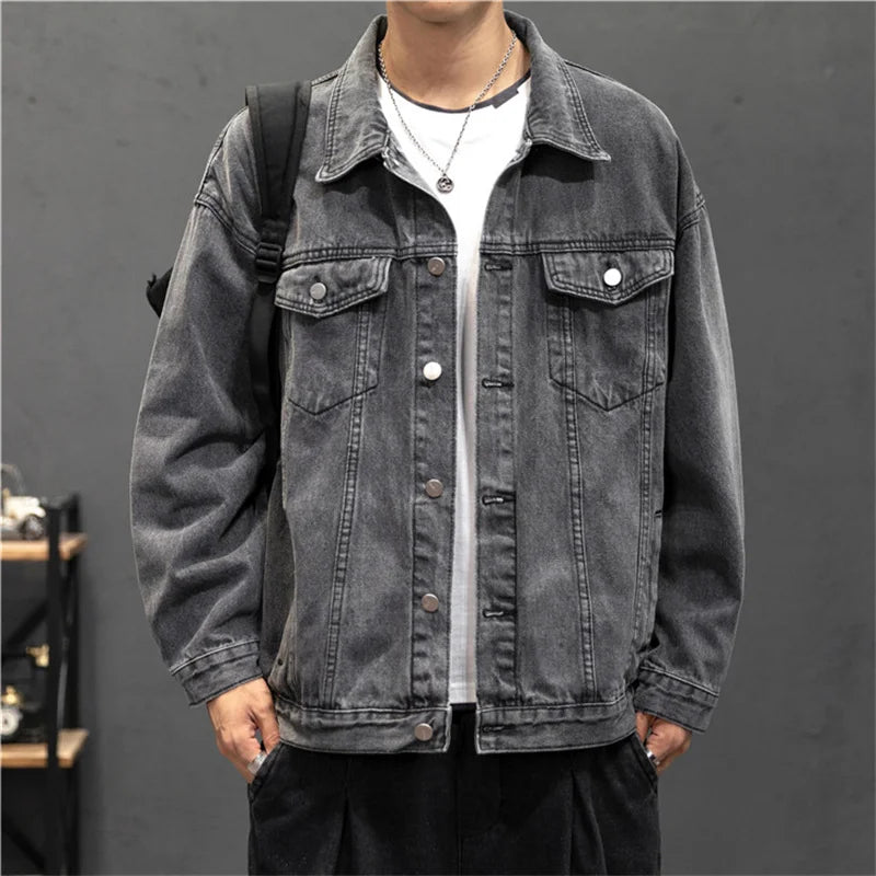 Men's Distressed Trucker Jacket Vintage Streetwear Style