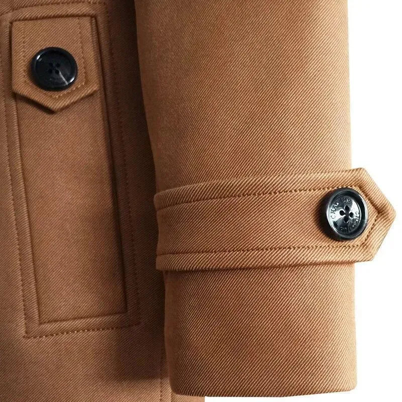 Men's Double Breasted Trench Coat Warm Classic Style
