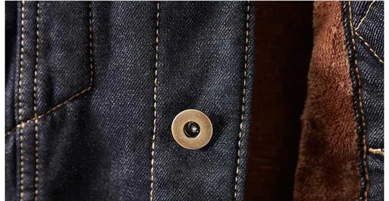 Men’s Fleece Denim Jacket Winter Style