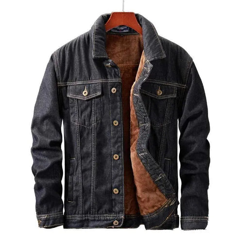 Men’s Fleece Denim Jacket Winter Style