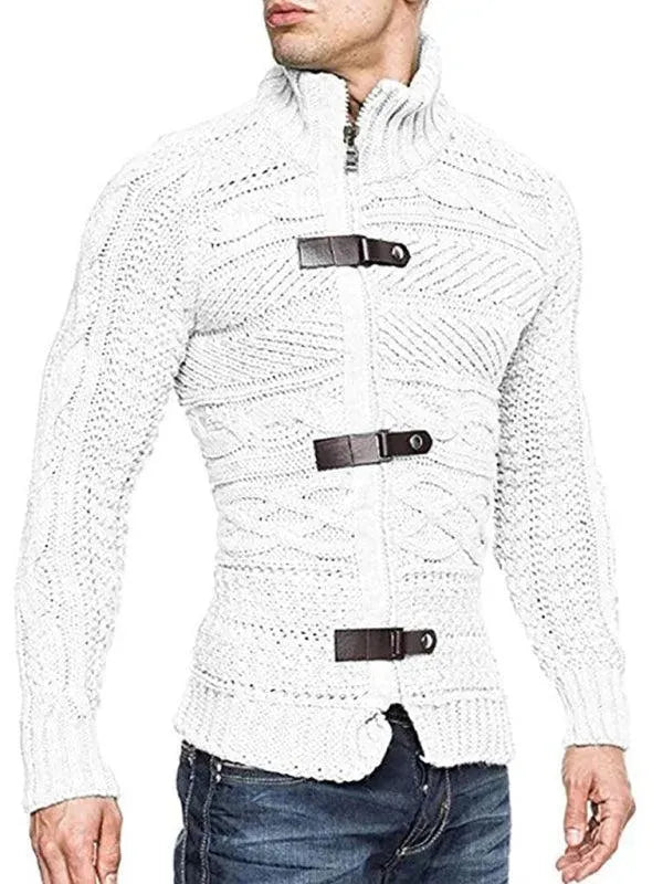 Men’s Full-Zip Turtleneck Cardigan Sweater – Stretch