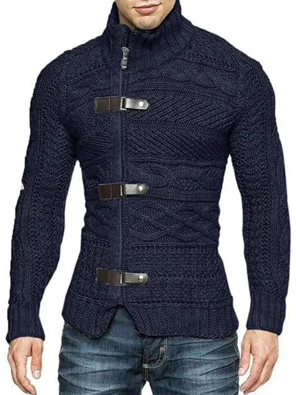 Men’s Full-Zip Turtleneck Cardigan Sweater – Stretch