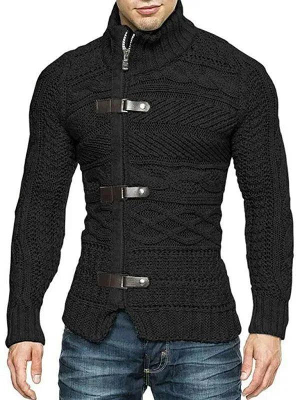 Men’s Full-Zip Turtleneck Cardigan Sweater – Stretch