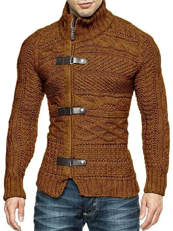 Men’s Full-Zip Turtleneck Cardigan Sweater – Stretch