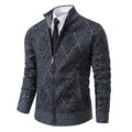 Men's Geometric Zip Turtleneck Cardigan Sweater