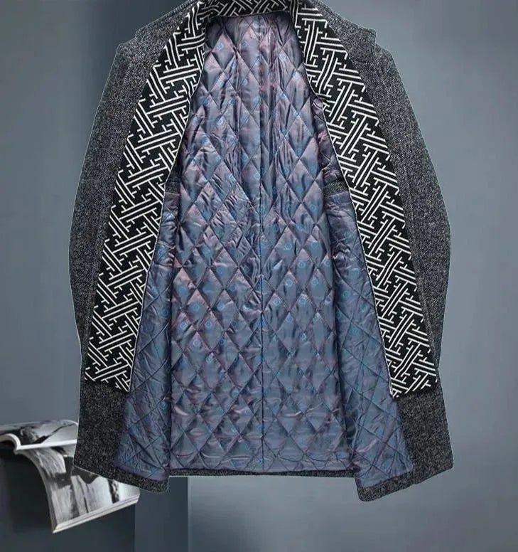 Men's Herringbone Overcoat Tailored Classic Style
