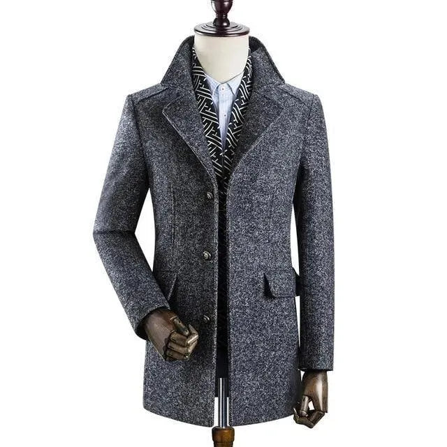 Men's Herringbone Overcoat Tailored Classic Style