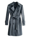 Men's Herringbone Trench Coat Structured Classic Style
