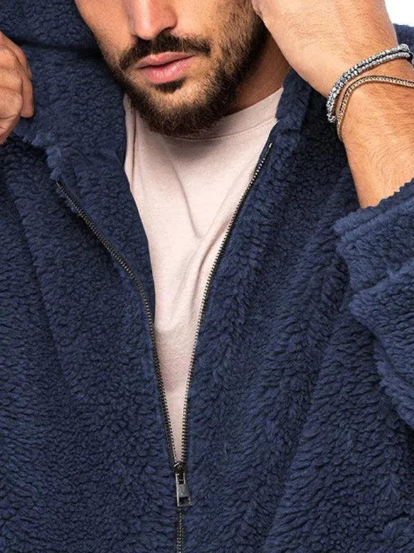 Men’s Hooded Fleece Bomber Jacket Warm Style
