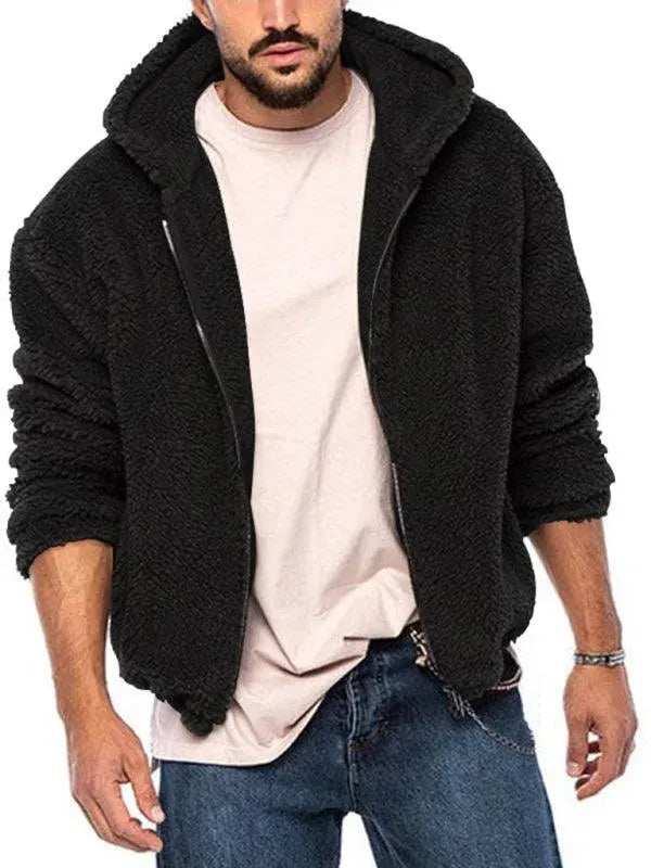 Men’s Hooded Fleece Bomber Jacket Warm Style