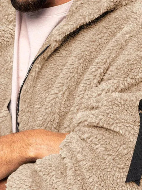 Men’s Hooded Fleece Bomber Jacket Warm Style